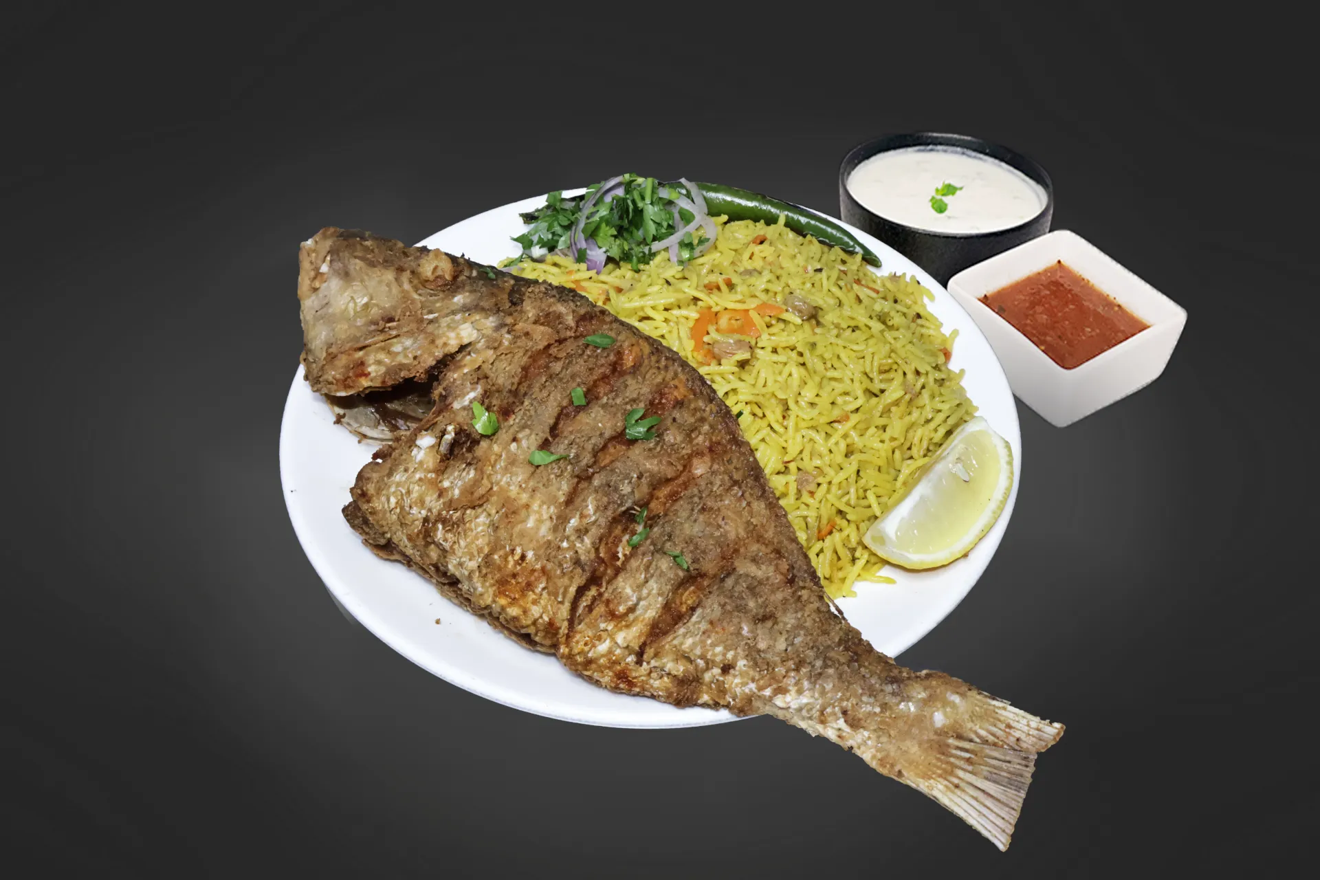 Fried Fish With Rice Bukhari
