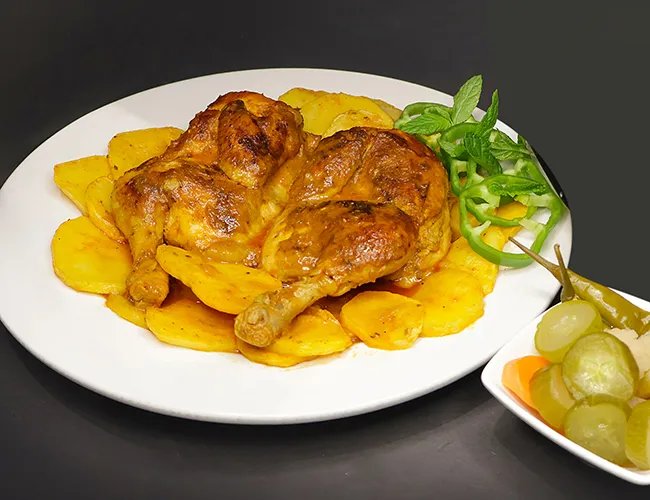 Whole Chicken Oven With Potatoes And Bread